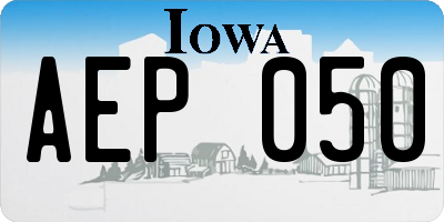 IA license plate AEP050