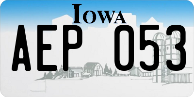 IA license plate AEP053