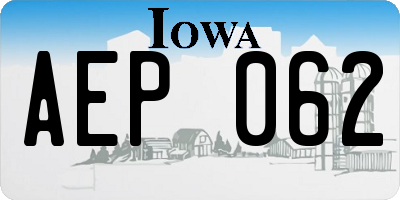 IA license plate AEP062