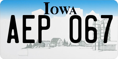 IA license plate AEP067