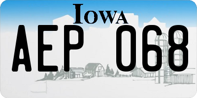 IA license plate AEP068