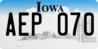 IA license plate AEP070
