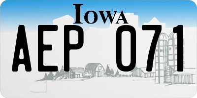 IA license plate AEP071