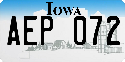 IA license plate AEP072
