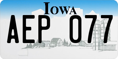 IA license plate AEP077