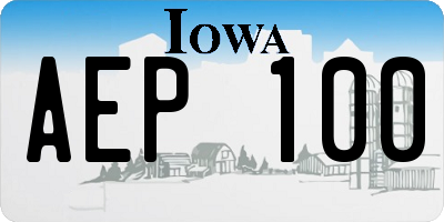IA license plate AEP100
