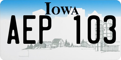IA license plate AEP103