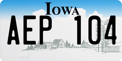 IA license plate AEP104