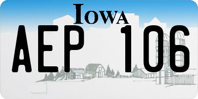 IA license plate AEP106