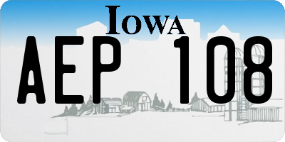 IA license plate AEP108