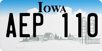 IA license plate AEP110