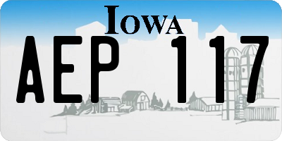 IA license plate AEP117