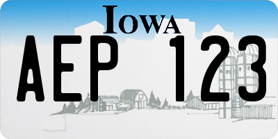 IA license plate AEP123