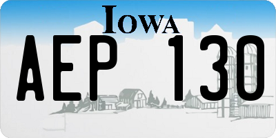 IA license plate AEP130
