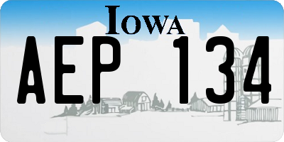 IA license plate AEP134