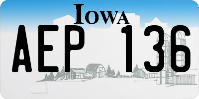 IA license plate AEP136