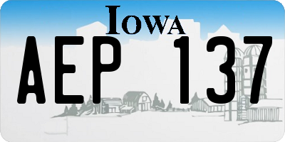 IA license plate AEP137