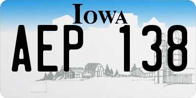 IA license plate AEP138