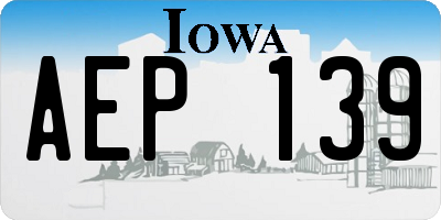 IA license plate AEP139