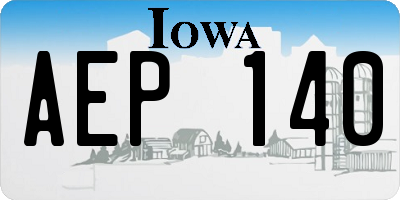 IA license plate AEP140