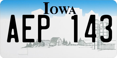 IA license plate AEP143