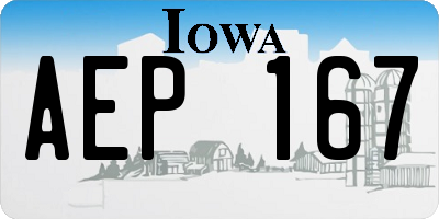 IA license plate AEP167