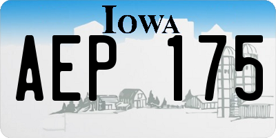 IA license plate AEP175