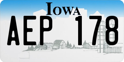 IA license plate AEP178