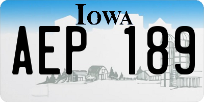 IA license plate AEP189