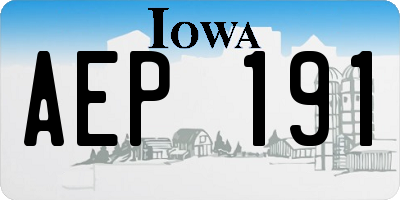 IA license plate AEP191
