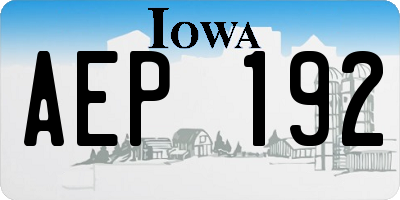 IA license plate AEP192