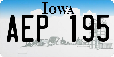 IA license plate AEP195