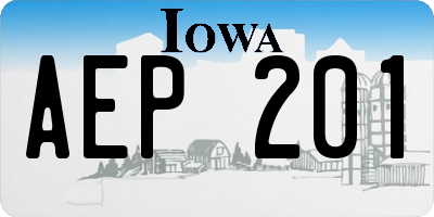 IA license plate AEP201