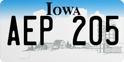 IA license plate AEP205