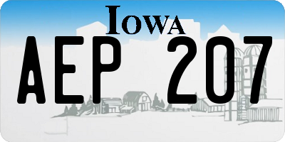 IA license plate AEP207