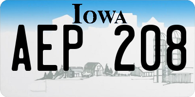 IA license plate AEP208