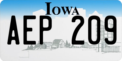 IA license plate AEP209