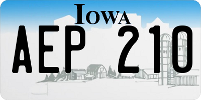 IA license plate AEP210