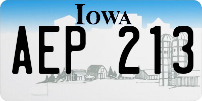 IA license plate AEP213