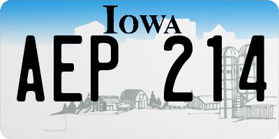IA license plate AEP214