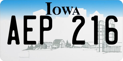 IA license plate AEP216