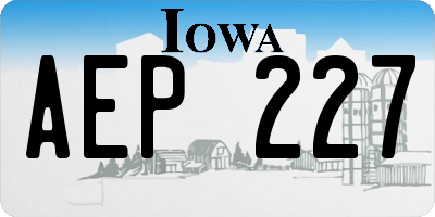 IA license plate AEP227
