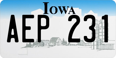 IA license plate AEP231