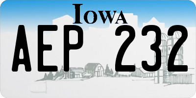 IA license plate AEP232