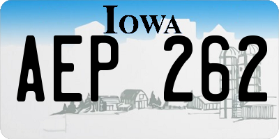 IA license plate AEP262