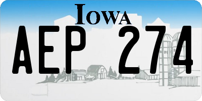 IA license plate AEP274