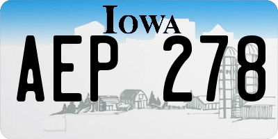 IA license plate AEP278