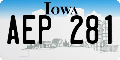 IA license plate AEP281