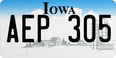 IA license plate AEP305