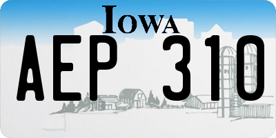 IA license plate AEP310